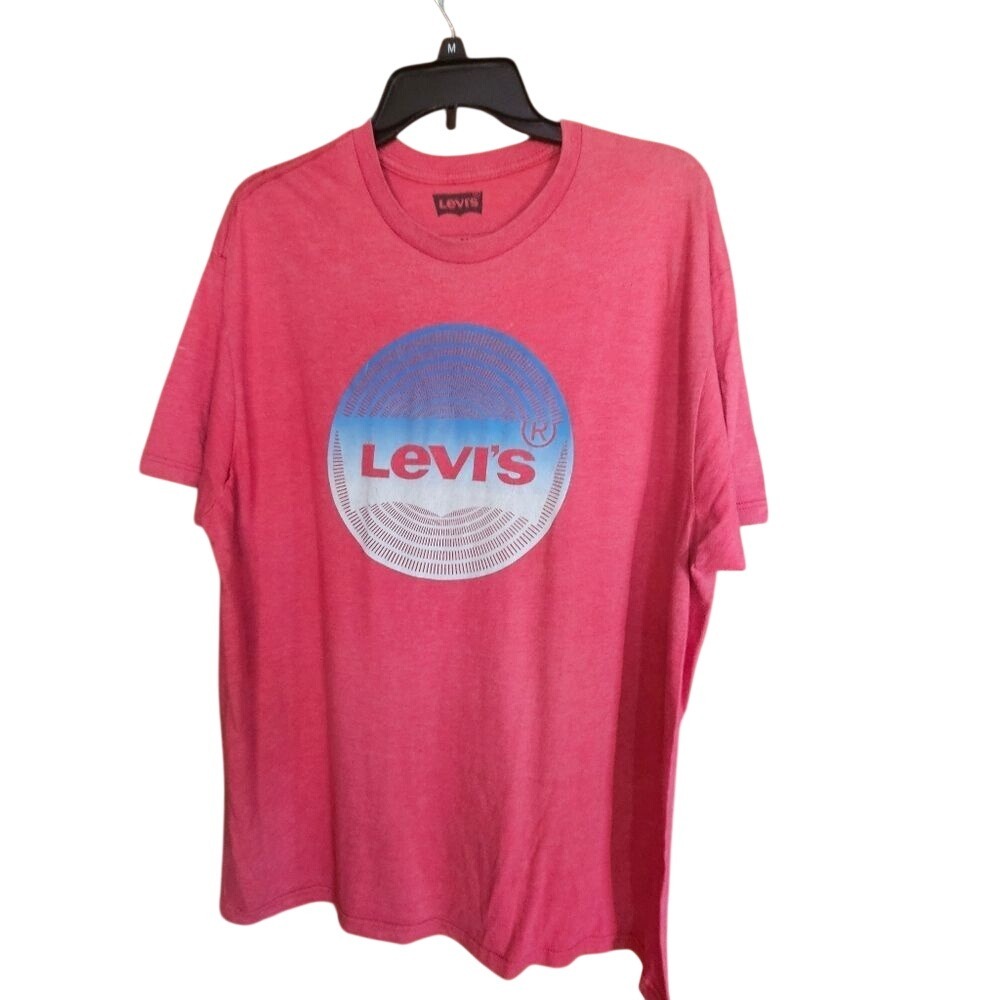 Levis Graphic Tee Mens XL Short Sleeve Heather Red Retro Circle‎ Logo Shirt